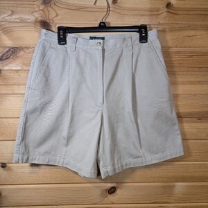 Lauren Ralph Lauren LRL Classic Fit Pleated Chino Shorts Khaki Cotton Womens 12